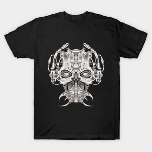 Skull headphones cyberpunk futuristic. T-Shirt